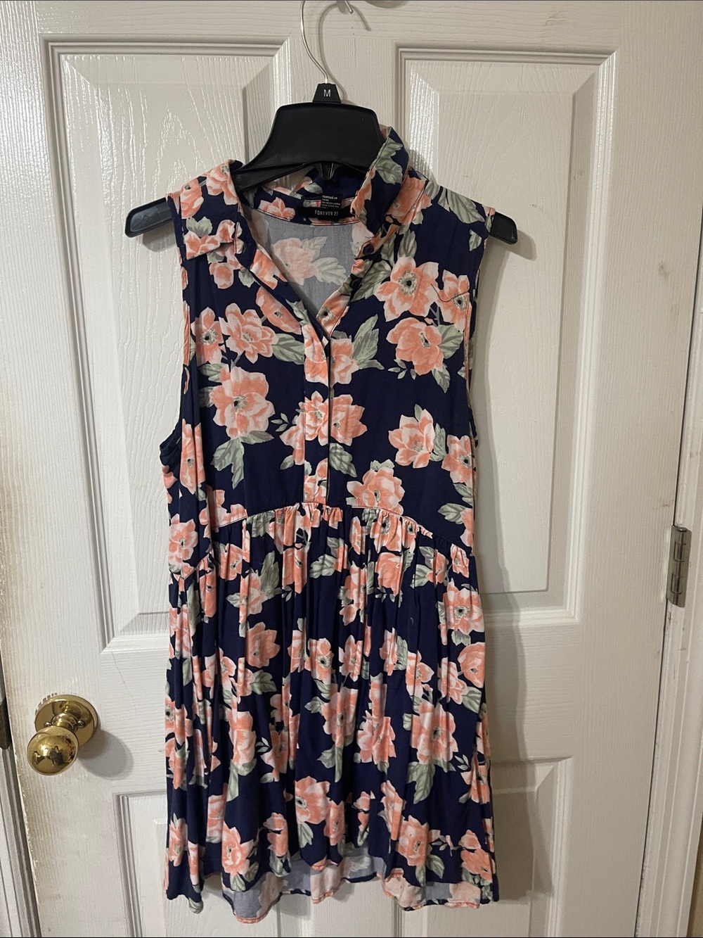 Forever 21 Navy Floral Sleeveless Mini Dress